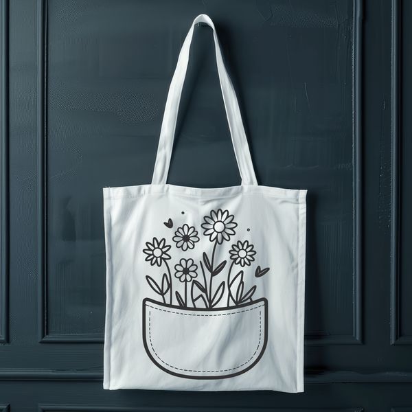 Detailed Flower Pocket Template A detailed vector illustration of a flower pocket design, suitable for various digital crafting applications.