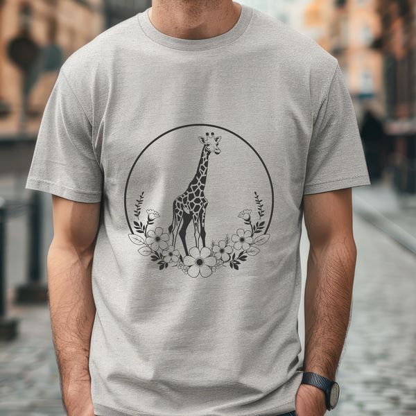 Elegant Giraffe Silhouette A high-resolution digital illustration of a giraffe in a natural setting.