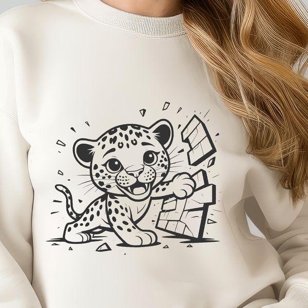 SVG illustration of a jaguar breaking through a wall with dynamic movement.