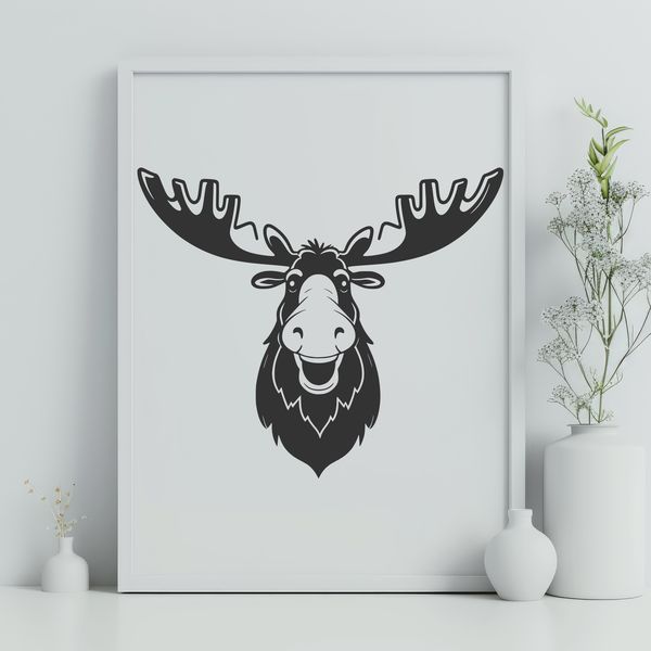 Free Moose Vector Art Download A detailed illustration of a large, antlered wild animal in a natural environment.