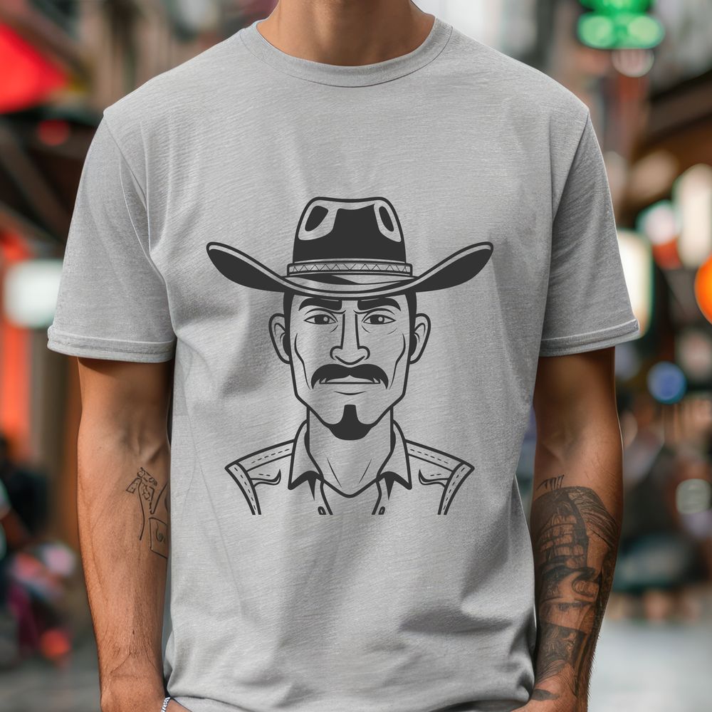 Classic Cowboy Illustration A stylized illustration of a classic American cowboy in a traditional hat and bandana.