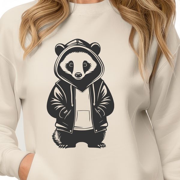 A detailed illustration of a wild badger in profile.