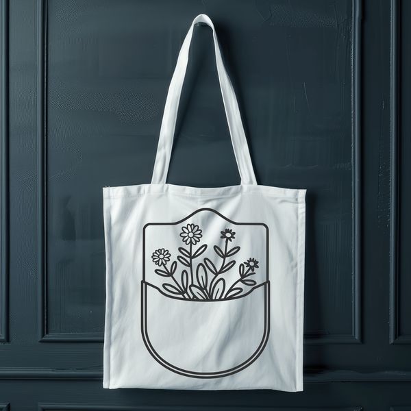 A digital vector design featuring a decorative floral pocket motif suitable for various applications.