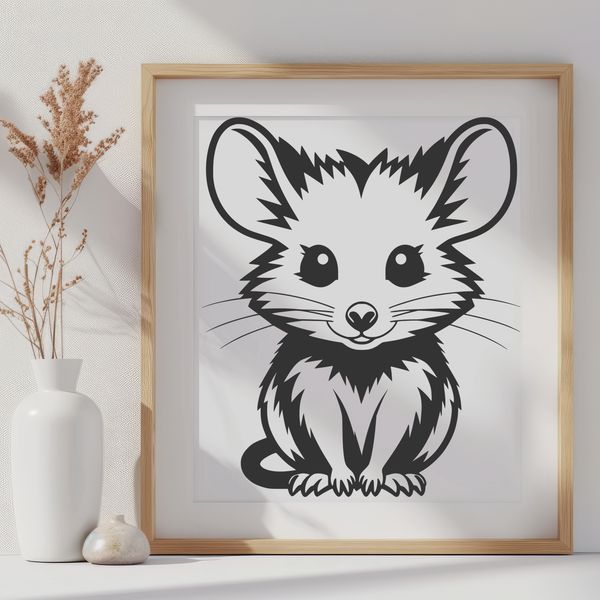 A detailed illustration of a possum, a small to medium-sized wild animal native to Australia and other parts of the world.