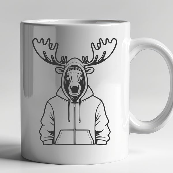 Free Moose Clipart Vector Image Close-up illustration of a wild animal's head with antlers and fur texture.