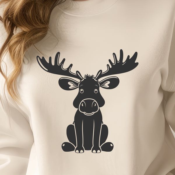 Forest Friend Vector Graphic A large, antlered North American wild animal standing in a forest clearing.