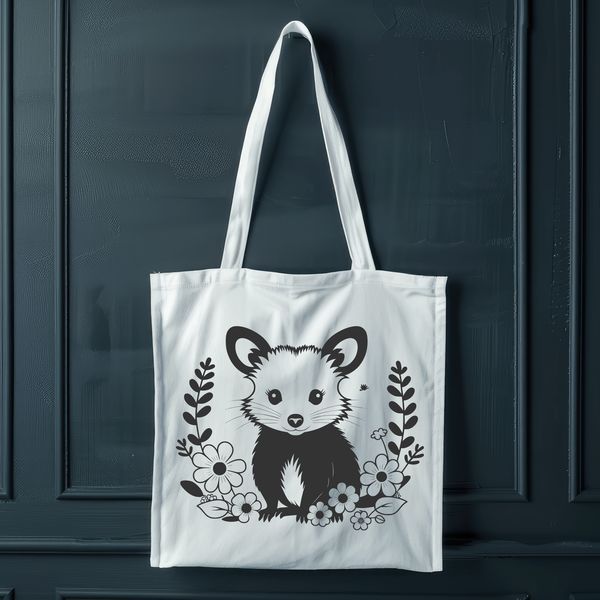 A detailed illustration of a possum in a floral setting, suitable for vector design projects.