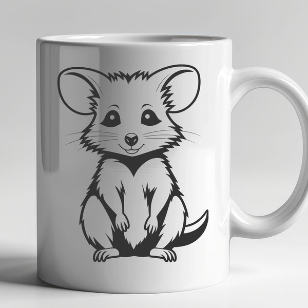 A detailed illustration of a possum, a wild animal native to Australia and other regions.