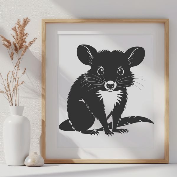 Free SVG Possum Graphic An SVG vector graphic of a wild animal, specifically a possum, designed for various applications.