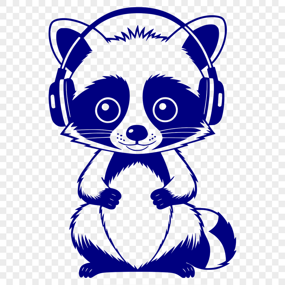 Raccoon Silhouette Design An SVG graphic representation of a raccoon, suitable for use with cutting machines or laser cutters.