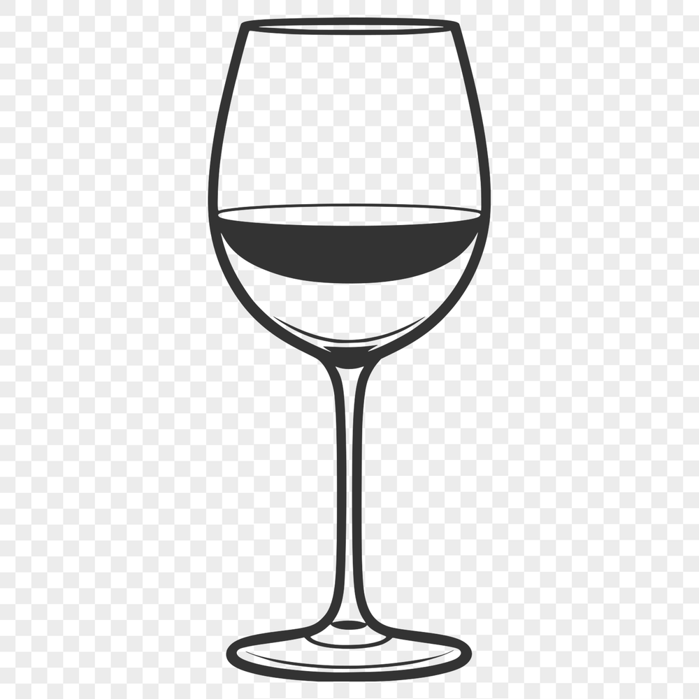 Red Wine Filled Glass Vector A transparent glass filled with red wine on a table.