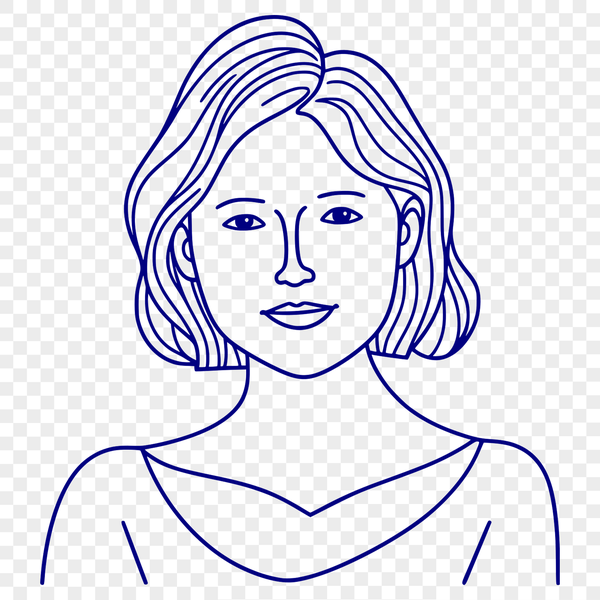 A digital illustration of a woman in simple line art style.