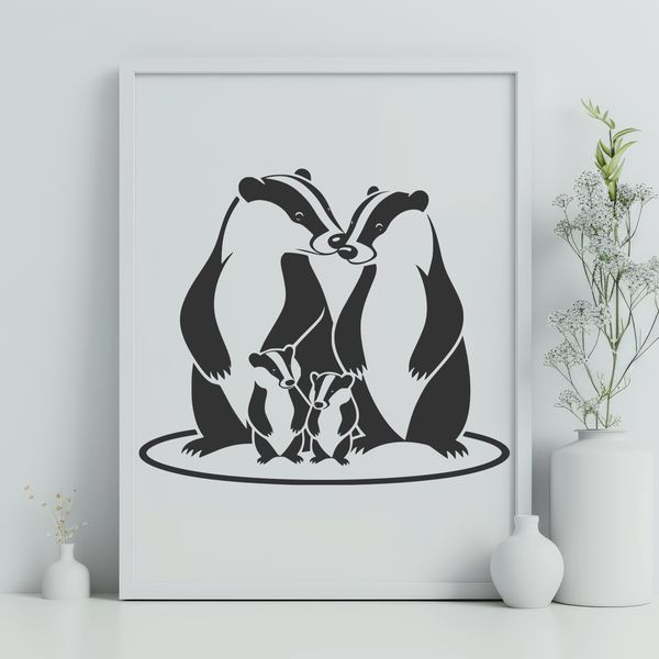 Mammal Illustration SVG A black and white illustration of a badger in vector format.