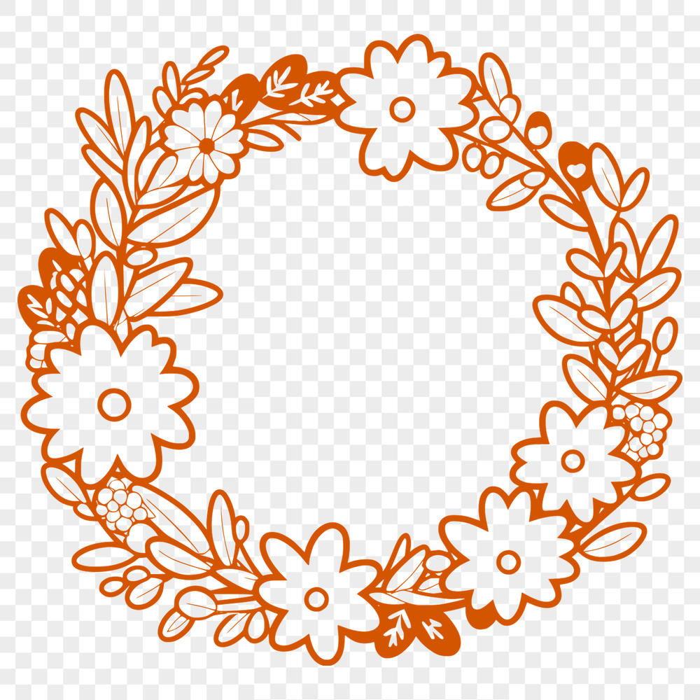 Floral Wreath SVG Clip Art A floral wreath designed as a vector graphic, suitable for use in digital designs and craft projects.