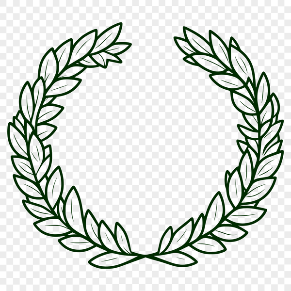 A detailed floral wreath design made from connected lines and shapes.