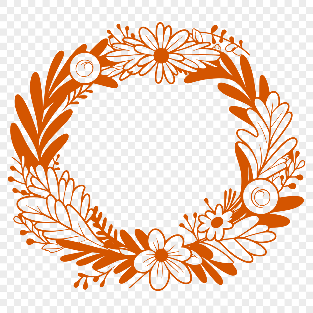 Beautiful Floral Design SVG Wreath A floral wreath design made from vector shapes, suitable for various applications including digital and physical crafting.