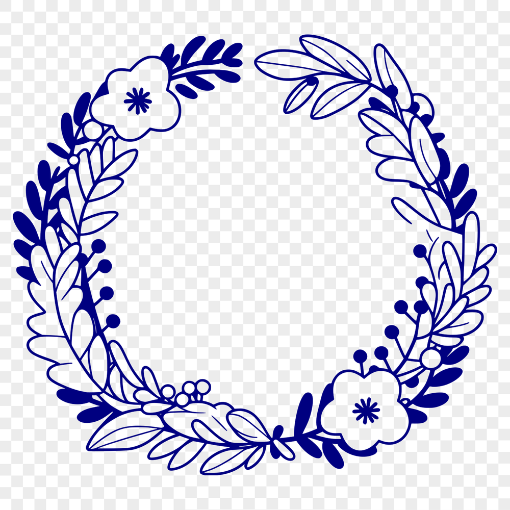 Digital Floral Wreath Template for Editing A digital floral wreath design created using vector art for easy editing and customization.