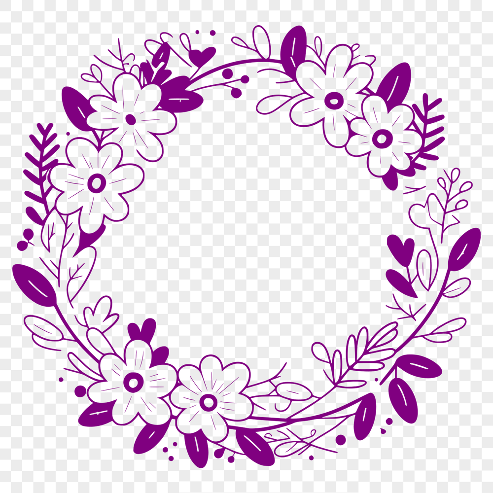 A floral wreath design made from interconnected elements.