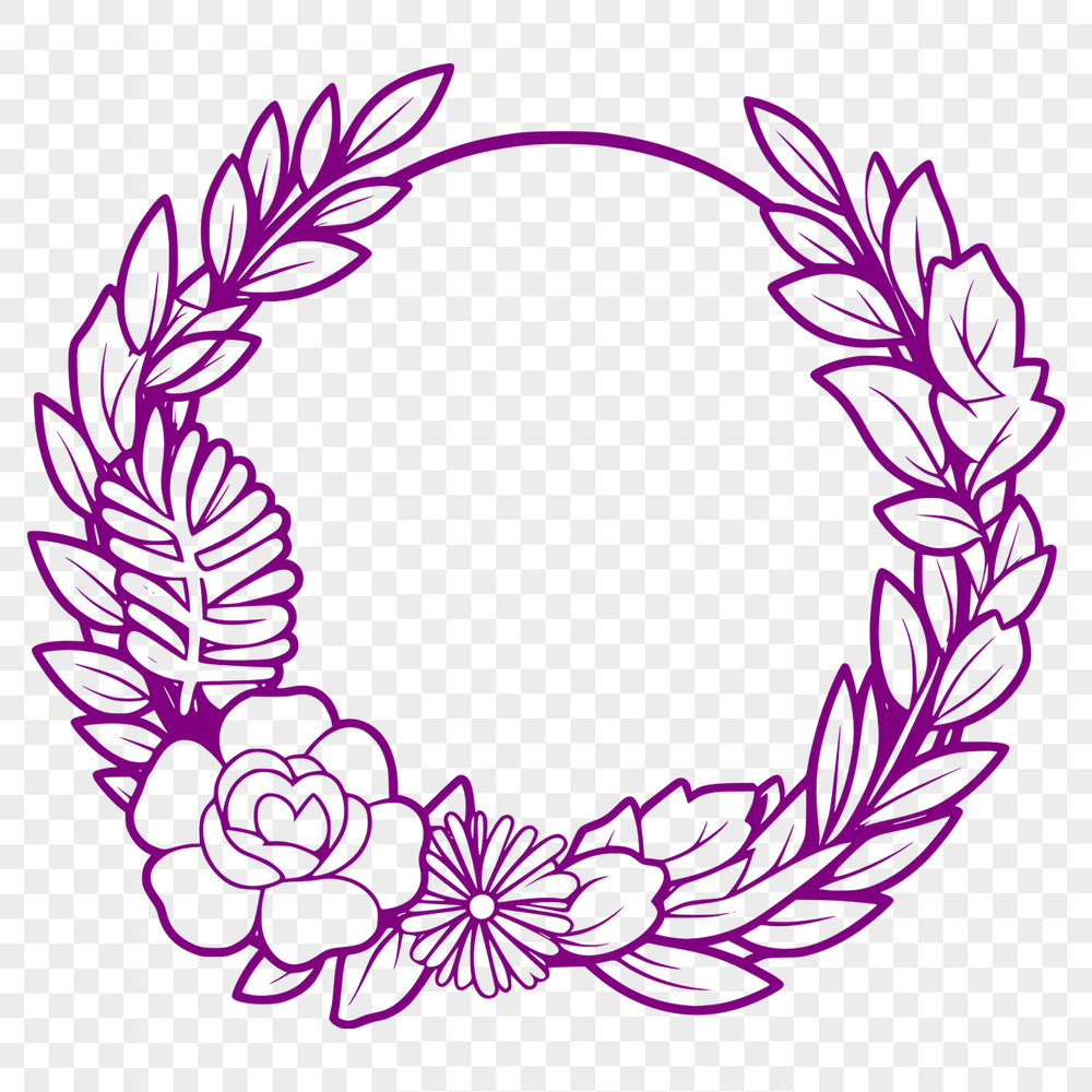 Floral Wreath Design in SVG Vector Format A floral wreath design made from interlocking flowers and leaves in a digital vector format.