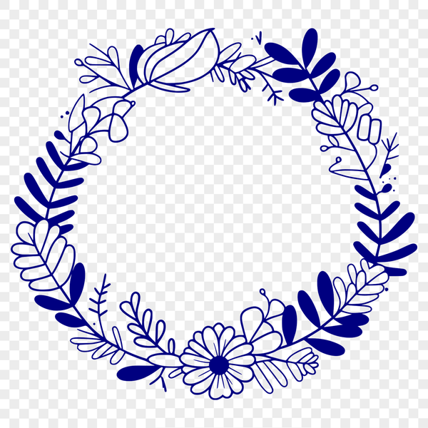 Digital Interlocking Flower Wreath SVG A digital floral wreath design made from interlocking flowers and leaves.