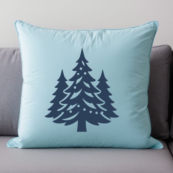 A minimalist vector illustration of a traditional Christmas tree with greenery and ornaments.