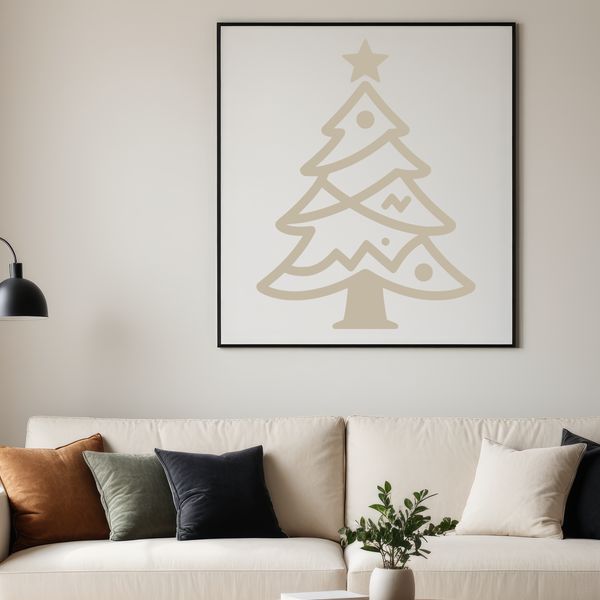 A minimalist Christmas tree illustration in a vector format, suitable for commercial or personal projects.