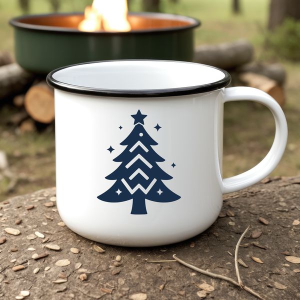 A stylized digital illustration of a Christmas tree in a vector format.