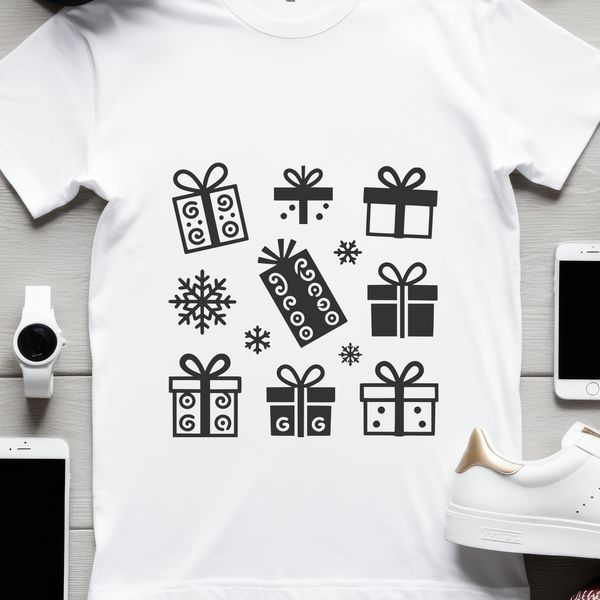 A minimalist gift box with a ribbon and a bow, perfect for Christmas or xmas presents.