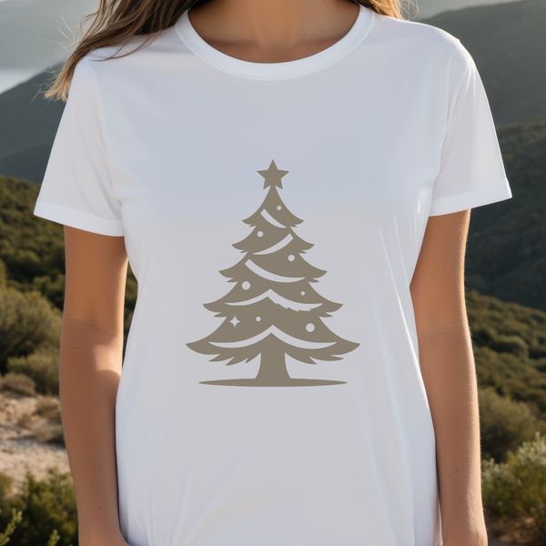 A classic Christmas tree illustration in a minimalist style, designed as a scalable vector graphic.