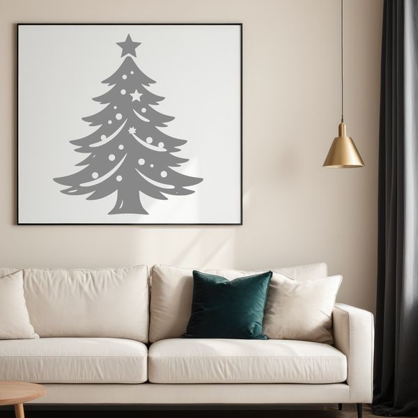 Decorated Christmas tree with ornaments and lights in a festive holiday setting.