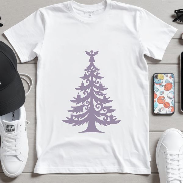 A simple digital illustration of a Christmas tree in a minimalist style.