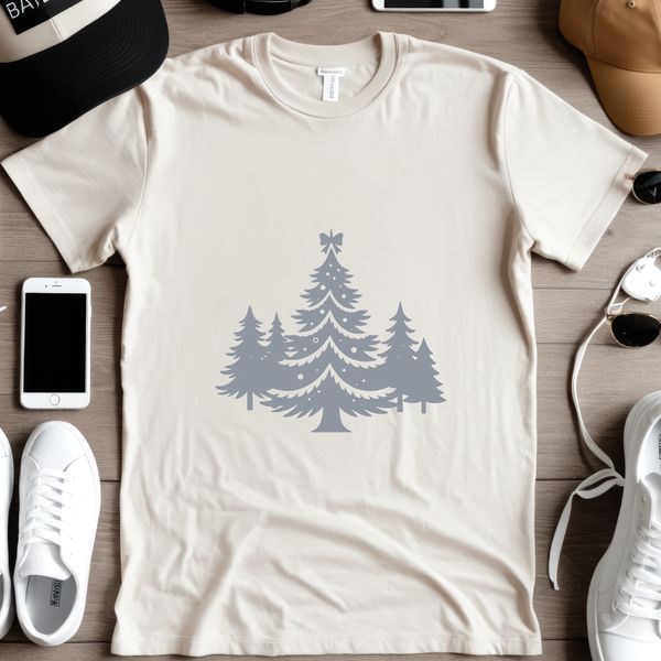 A stylized digital illustration of a Christmas tree made from geometric shapes, suitable for vector graphics.