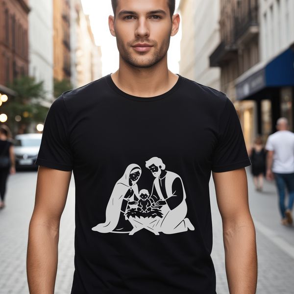 A traditional Christmas Nativity scene illustration in a vector format.