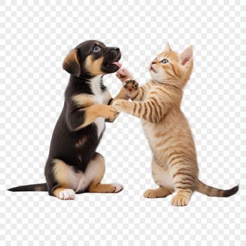 A free transparent PNG image of a cute puppy kitten hybrid animal.