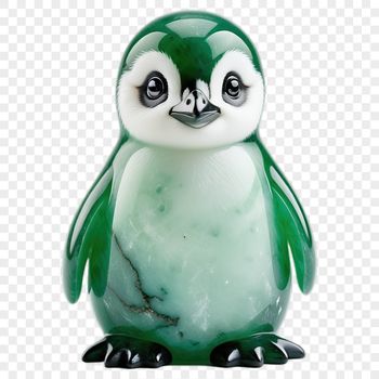 A small, cute penguin standing on the ice, with a clear background suitable for commercial or personal use.
