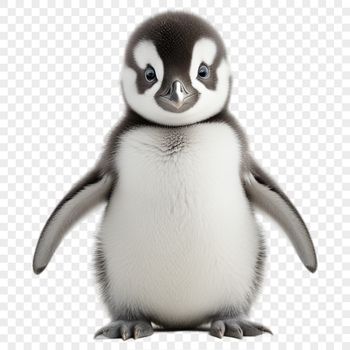 A small, cute penguin chick standing on a clear background, suitable for high-resolution printing or digital use.