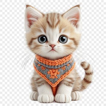 A cute, high-resolution PNG image of a playful white kitten with a clear background.