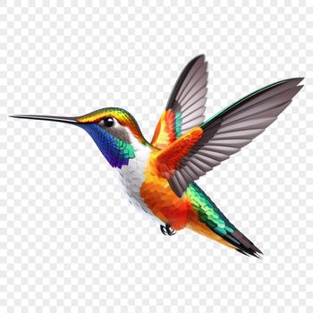 A high-resolution image of a hummingbird in clear background.