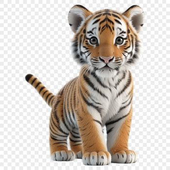 A high resolution transparent PNG image of a majestic tiger in a clear background.