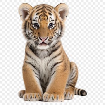 A large, high-resolution image of a tiger with a clear background, suitable for print-quality use.