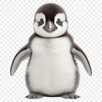 A close-up of a cute baby penguin in a transparent PNG format.