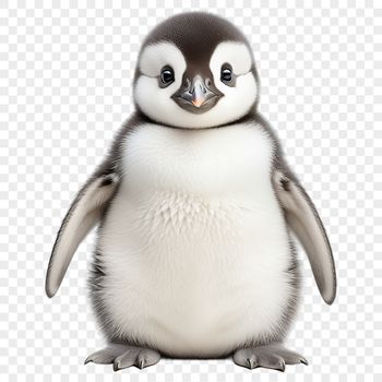 A small, fluffy penguin chick with a beak and flippers, suitable for download.