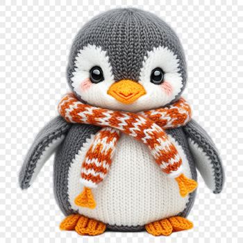 A close-up image of a young penguin with a clear transparent background.