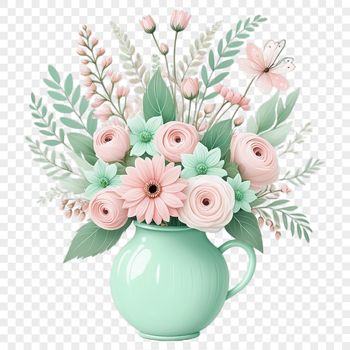 A high-resolution transparent PNG image of a colorful flower arrangement.