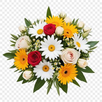 A bouquet of flowers with a clear transparent background in high resolution.