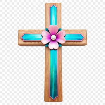A religious symbol featuring a simple floral cross design in a high-quality digital format, suitable for commercial use.