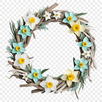 A floral wreath with a clear background, suitable for commercial or personal use.