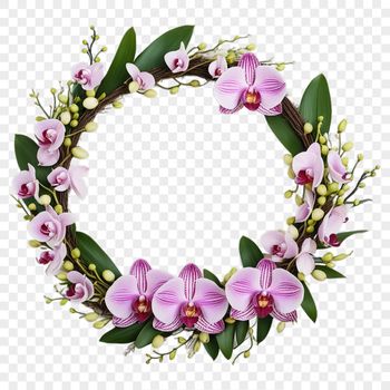 A high-resolution floral wreath with a clear background, suitable for print and commercial use.