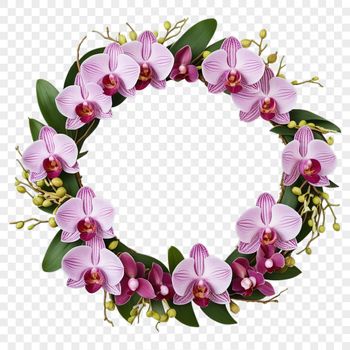 A decorative floral wreath with a clear background, suitable for sublimation printing or digital art projects.