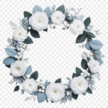 A floral wreath with intricate details and clear background.